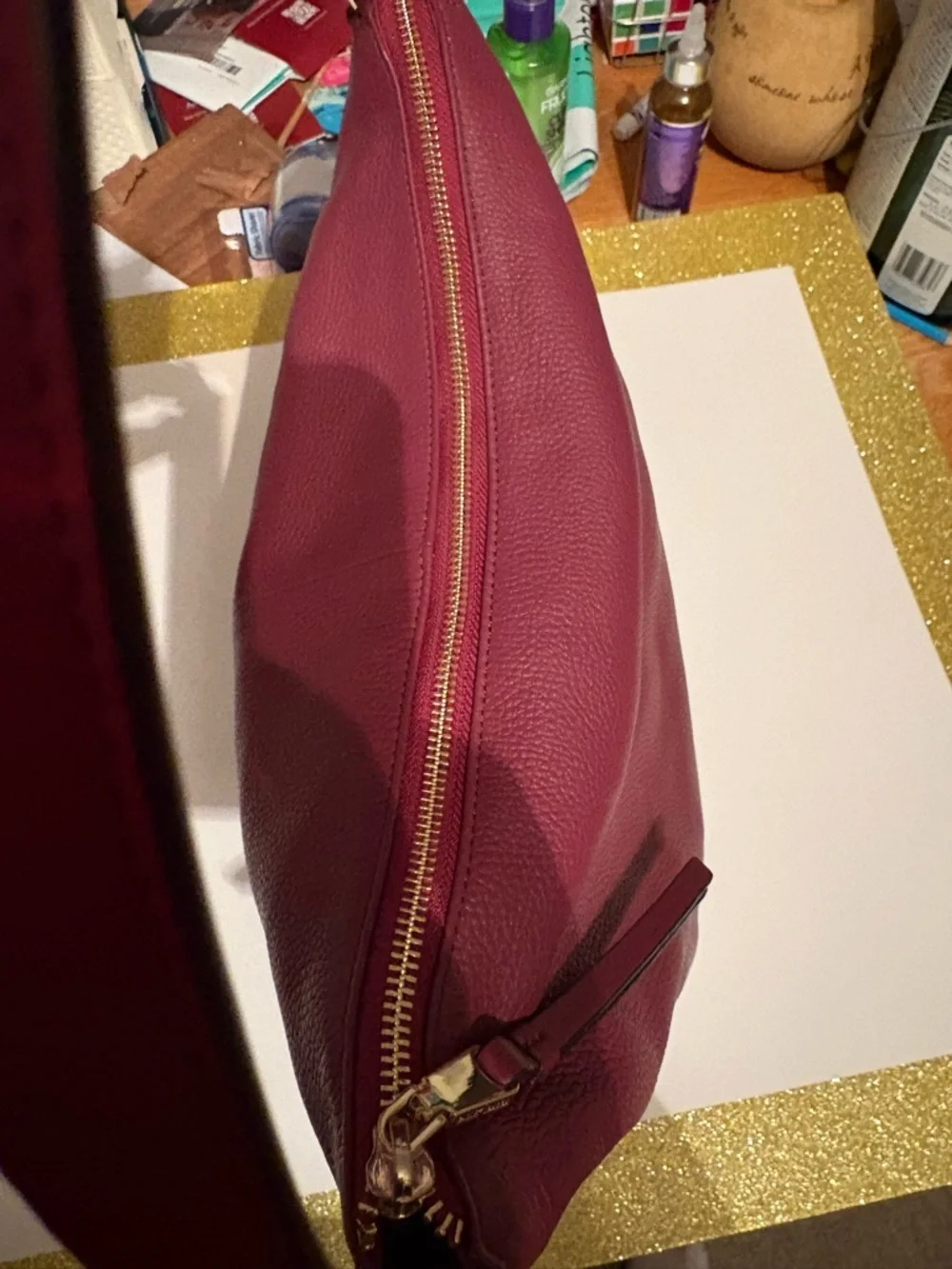 RADLEY LONDON Pebbled Leather Shoulder Bag in Deep Berry - Picture 12 of 16